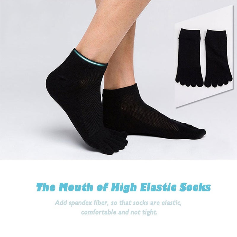 MOAMUN 5 Pairs Men Toe Socks Five Finger Socks Cotton Soft and Breathable Low Cut Sock for Men (Black) - Image 5
